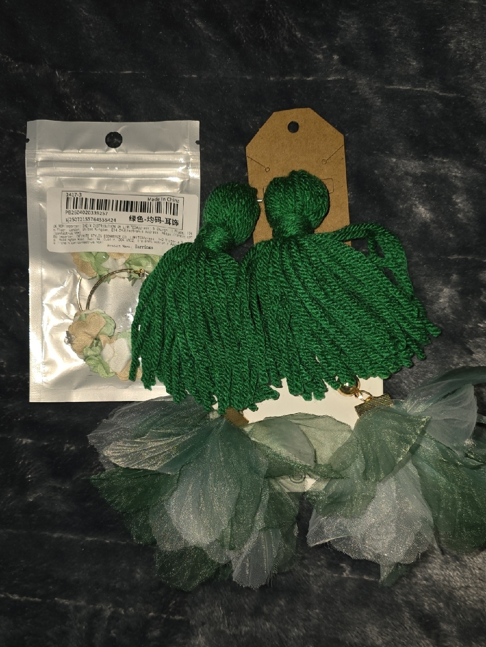 Green Tassel and Petal Drop Hair Clips - Stylish Women’s Accessory